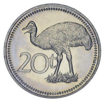 Папуа-Новая Гвинея 20 тойя 1975 AU-UNC Страус М24876 фото