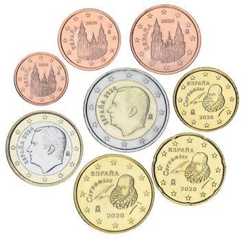 Набір монет Іспанія набір з 8 монет євро 2020 UNC 1, 2, 5, 10, 20, 50 євроцентів, 1, 2 євро М24334 фото