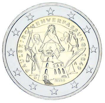 Монета Німеччина 2 євро 2024 Біметал UNC A 175-річчя Конституції Паульскірхе М19515 фото