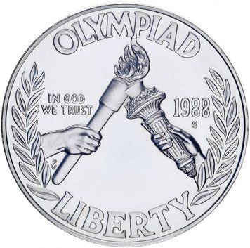 США 1 долар 1988 Срібло UNC XXIV літні Олімпійські ігри 1988 року в Сеулі (KM#222) М10253 фото
