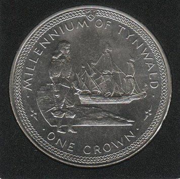 Coin Isle of Man 1 crown 1979 UNC Tynwald. Ship. The Man on the Shore (KM#49)