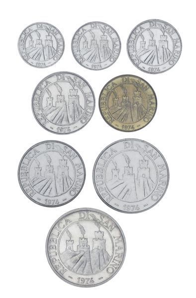 Набір монет Сан-Марино набір з 8 монет 1974 UNC 1, 2, 5, 10, 20, 50, 100, 500 лір (срібло) М04377 фото