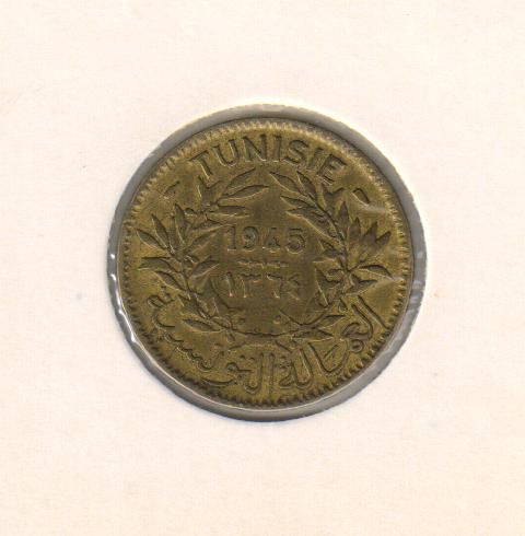 Tunisia 1 franc 1945 VF (KM # 247)