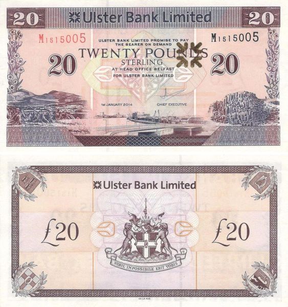 Ireland 20 pounds 2014 UNC