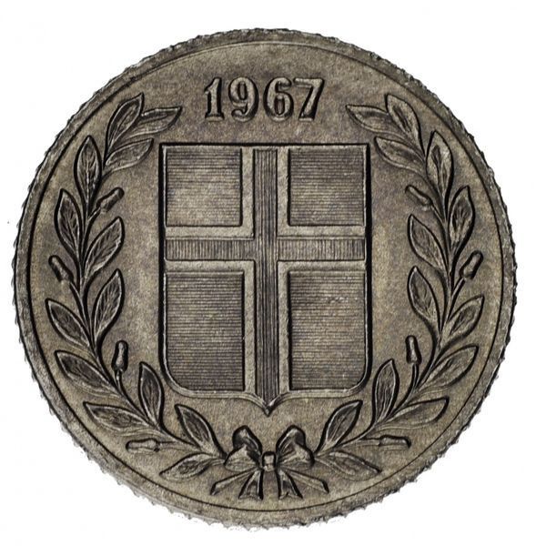 Coin Iceland 25 air 1965 F-VF