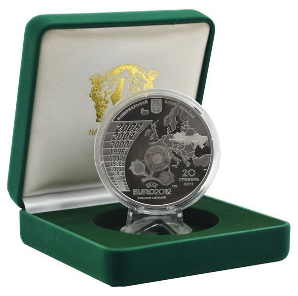 Coin Ukraine 20 Hryvnia 2011 Silver Proof UEFA European Football Championship 2012 Ukraine vs. Poland (Ag 925, 62.2 g.)