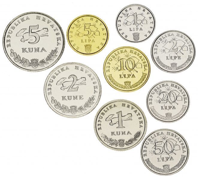 Набір монет Хорватія набір з 9 монет 1993-2013 AU-UNC 1, 2, 5, 10, 20, 50 липа, 1, 2, 5 куна М14167 фото