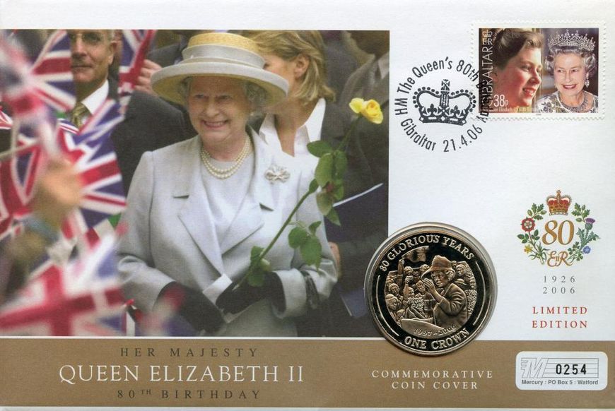 Gibraltar 1 crown 2006 UNC 80 years of Queen Elizabeth II Meeting with the people Souvenir