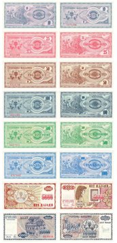 Македония набор из 8 банкнот 1992 UNC 10, 25, 50, 100, 500, 1000, 5000, 10000 денаров Б06621 фото