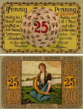 Banknote Germany Notgeld 25 pfennig 1920 F-VF T&ouml;nner