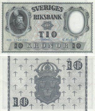 Sweden 10 kronor 1955 UNC (P43c)