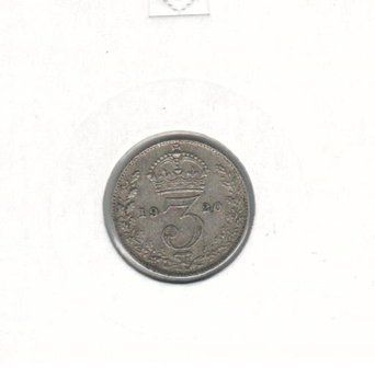 Монета Великобританія 3 пенси 1920 VF (KM#813) М07275 фото