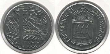 Сан-Марино 100 лір 1973 VF (KM#28) М02409 фото