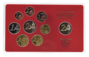 Набір монет Німеччина набір з 9 монет євро 2008 UNC J 1, 2, 5, 10, 20, 50 євроцентів, 1, 2 євро, пам'ятна 2 євро Блістер М22716 фото