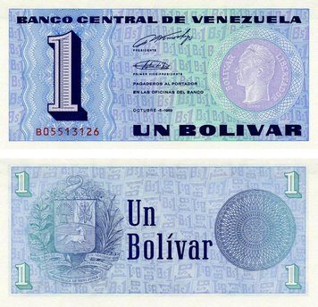 Venezuela 1 bolivar 1989 UNC (P68)