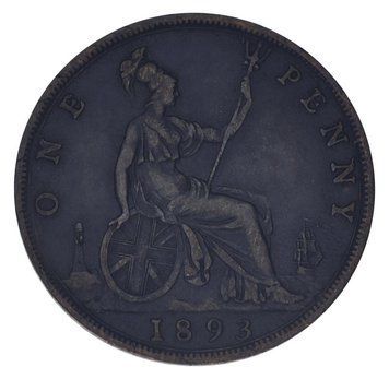 Coin United Kingdom 1 penny 1893 F-VF