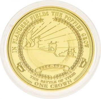 Tristan da Cunha 1 crown 2014 UNC World War I 2014-2018 - Second Battle of Ypres Gilding