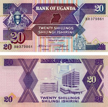 Uganda 20 shillings 1987-1988 UNC (P29)