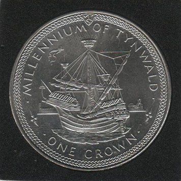 Coin Isle of Man 1 crown 1979 UNC Tynwald. Ship. Buildings (KM#48)