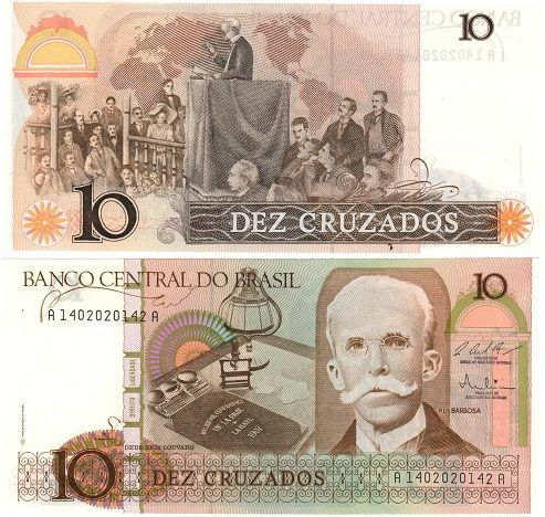 Brazil set of 5 banknotes "10, 50, 100, 500, 1000 cruzeiro" UNC
