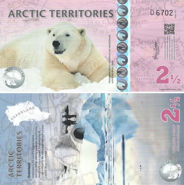 Arctic 2.5 polar dollars 2013 UNC