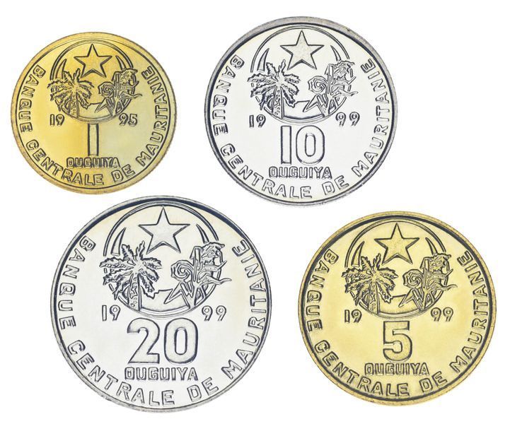 Мавритания набор из 4 монет 1995-1999 UNC 1, 5, 10, 20 угий М24997 фото