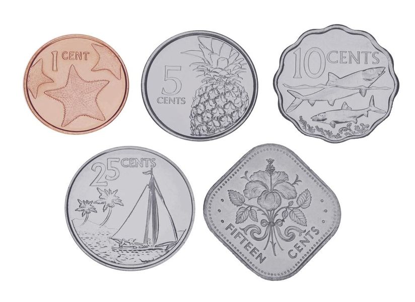 Bahamas set of 5 coins 2005-2015 UNC 1, 5, 10, 15, 25 cents