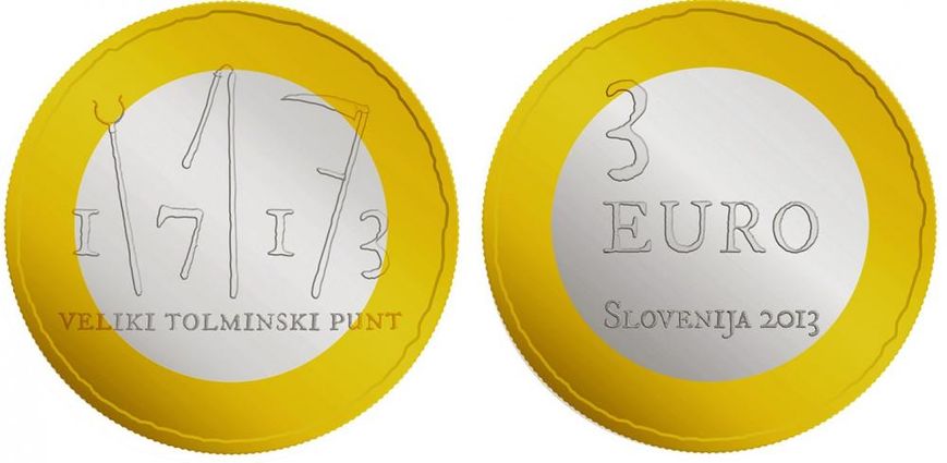 Slovenia 3 euro 2013 "300 years of the peasant uprising in Tolmina" UNC (KM # 108)