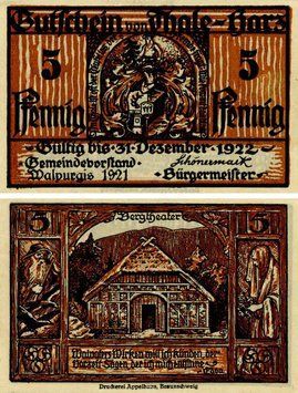 Banknote Germany Notgeld 5 pfennig 1921 F-VF Thale