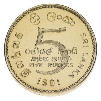Монета Шрі-Ланка 5 рупій 1991 AU-UNC М16956 фото