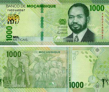 Банкнота Мозамбік 1000 метикалів 2024 UNC Слони (PW160) Б20072 фото