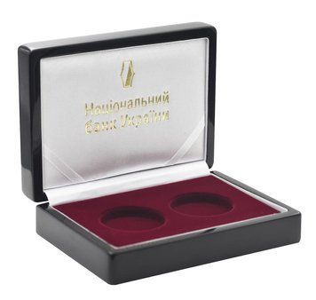 Футляр для 2 монет (43 мм) НБУ (срібні 10 гривень, 1 унція) Дерево Premium А23009 фото