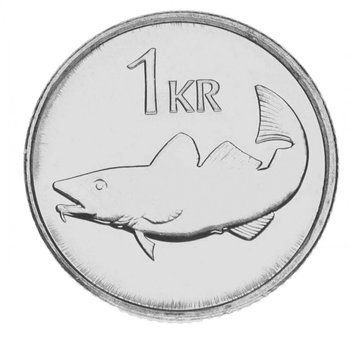 Iceland 1 krone 2011 AU-UNC Fish