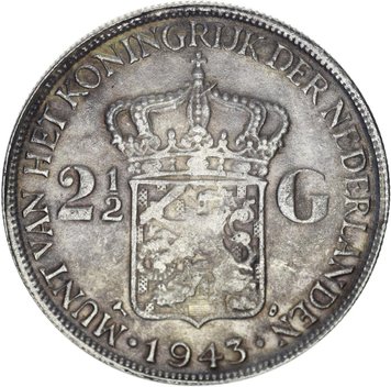 Netherlands 2.5 guilder 1943 VF-XF (Copy)