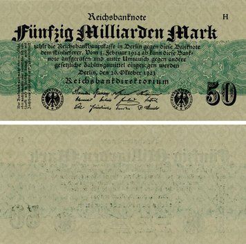 Banknote Germany 50000000000 Marks 1923 VF-AU 50 Billion (P125a)