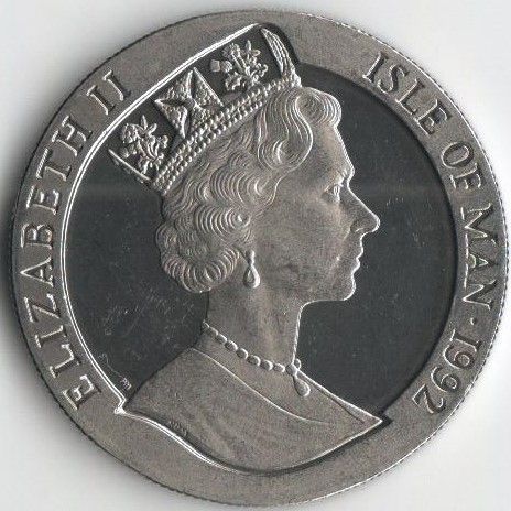 Монета Острів Мен 1 крона 1992 UNC Відкриття Америки. 10 травня 1869 (KM#312) М07969 фото