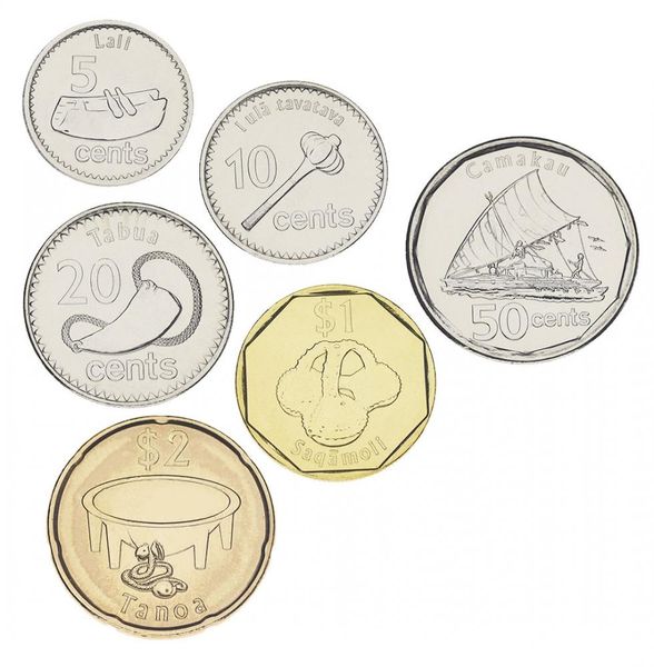 Fiji set of 6 coins 2012-2014 UNC 5, 10, 20, 50 cents, 1, 2 dollars