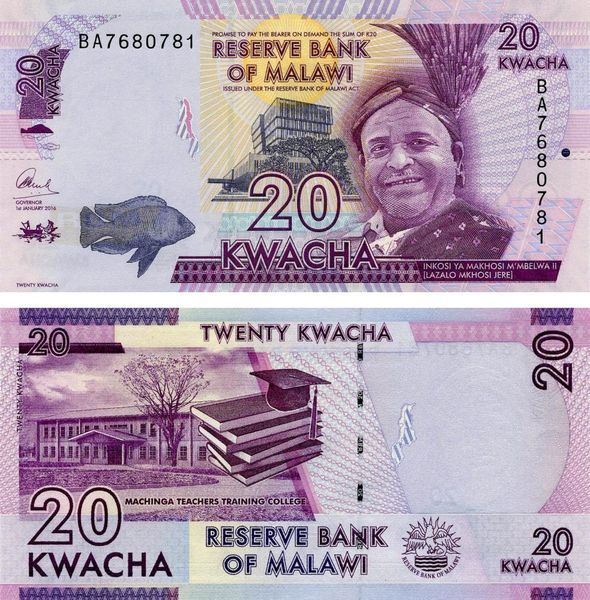 Malawi 20 kwacha 2016 UNC (P63c)