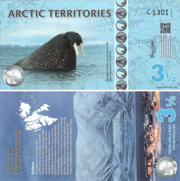 Arctic 3.5 polar dollars 2014 UNC