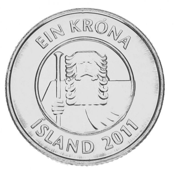 Исландия 1 крона 2011 AU-UNC Рыба М15043 фото