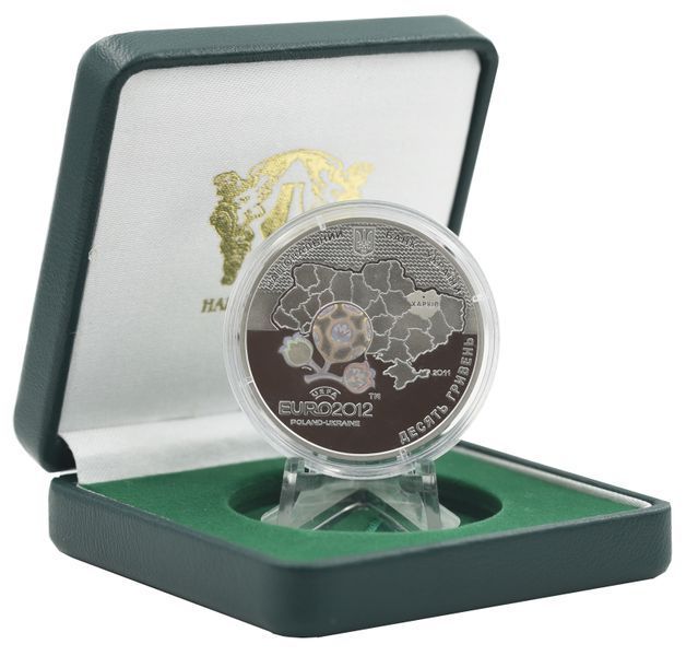 Coin Ukraine 10 hryvnia 2011 Silver Proof European Football Championship 2012 in Ukraine and Poland - Kharkiv