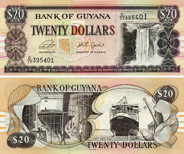 Guyana 20 dollars 2020 UNC (P30)