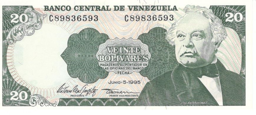 Венесуэла 20 боливар 1995 UNC (P63) Б07691 фото