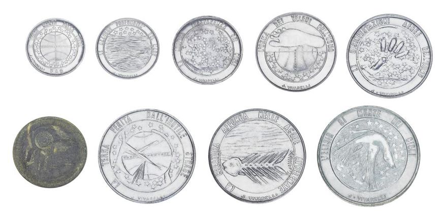 San Marino set of 9 1977 UNC coins with silver coin