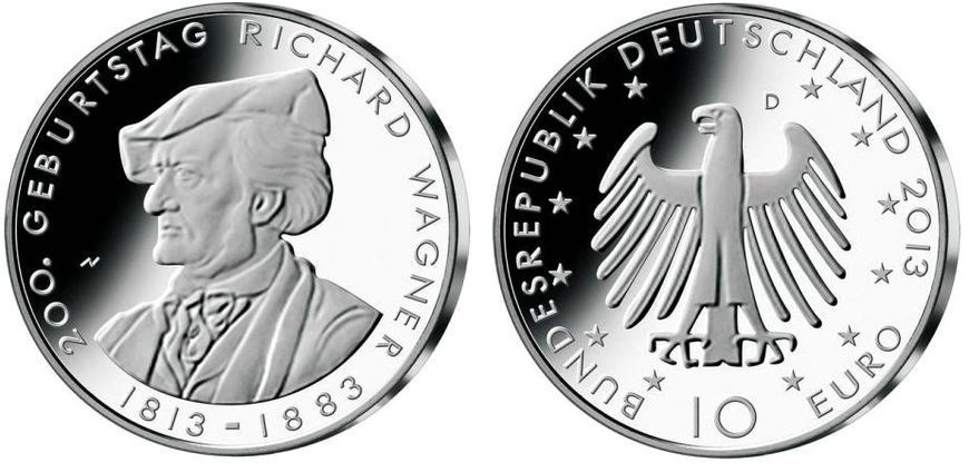 Coin Germany 10 euro 2013 UNC Composer Richard Wagner