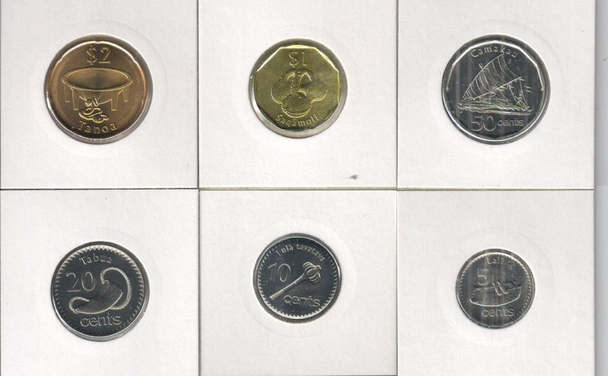 Fiji set of 6 coins 2012-2014 UNC 5, 10, 20, 50 cents, 1, 2 dollars