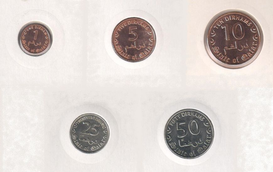 Набір монет Катар набір з 5 монет 2016 UNC 1, 5, 10, 25, 50 дирхам М04652 фото