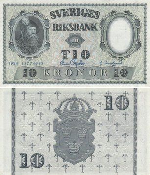 Sweden 10 kronor 1954 UNC (P43b)