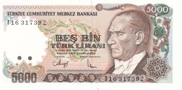 Turkey 5000 lira UNC