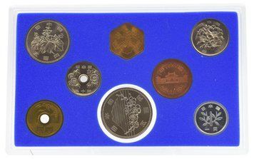 Набір монет Японія набір із 8 монет 1985 UNC Рік Бика 1, 5, 10, 50, 100, 500, 500 єн, пам&rsquo;ятна медаль М21325 фото